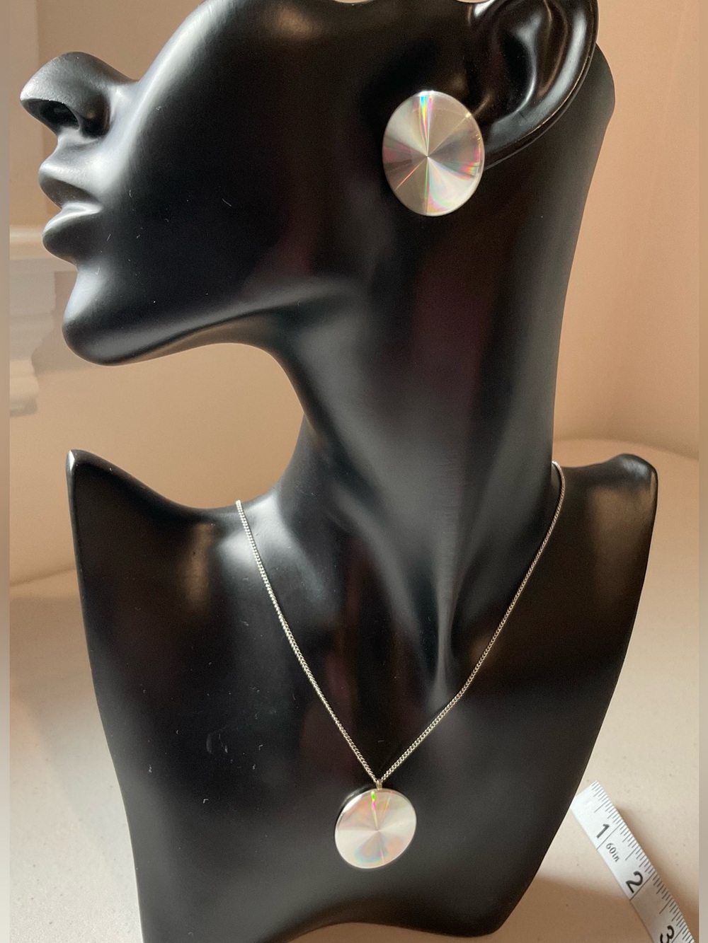 1960s Holographic Glass Discs Jewelry Set
